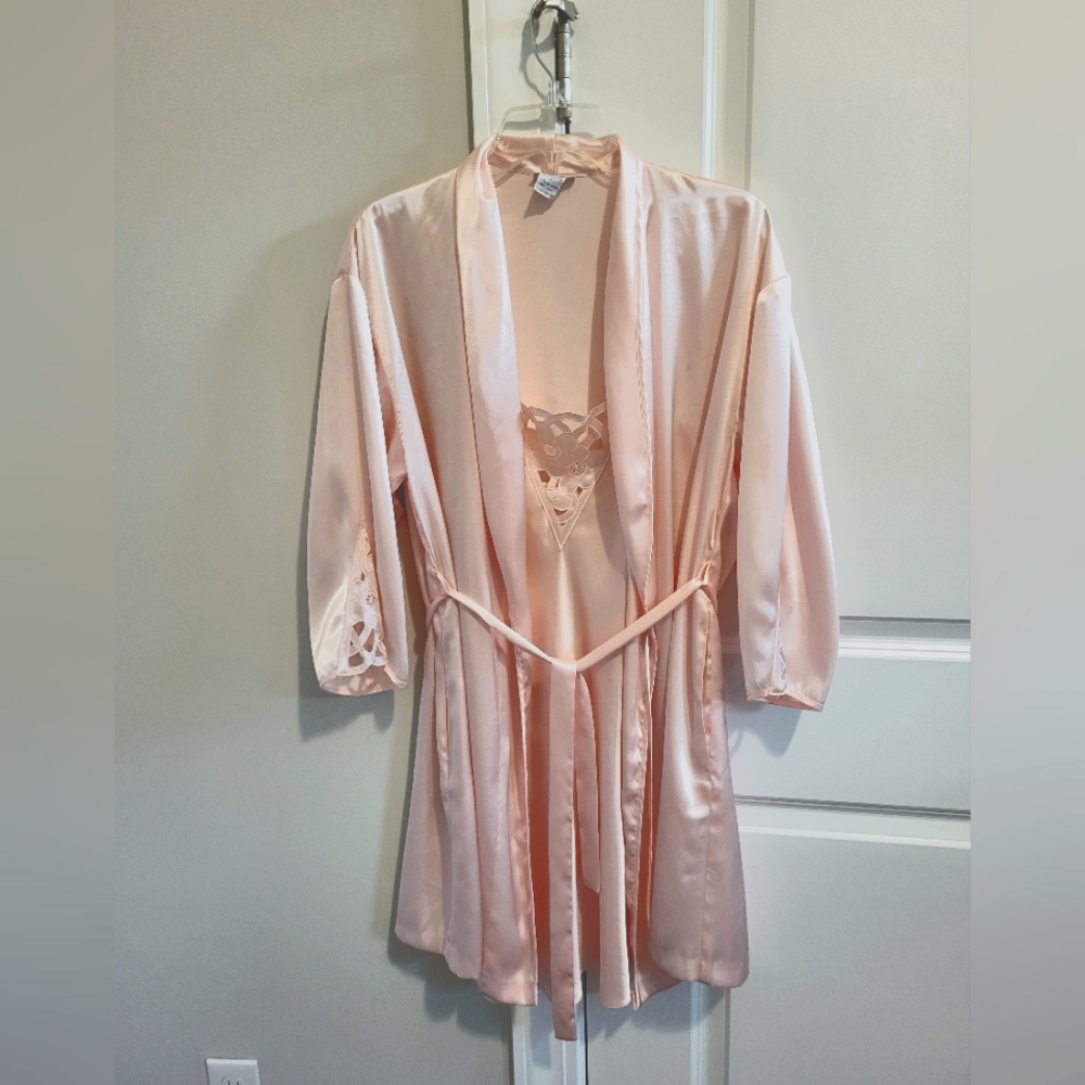 Laura Adam's small blush pink lingerie set silky material